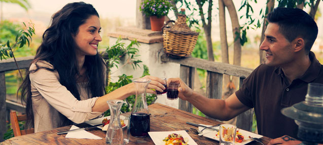 Couple in a Canary island restaurant in La Orotava, Tenerife